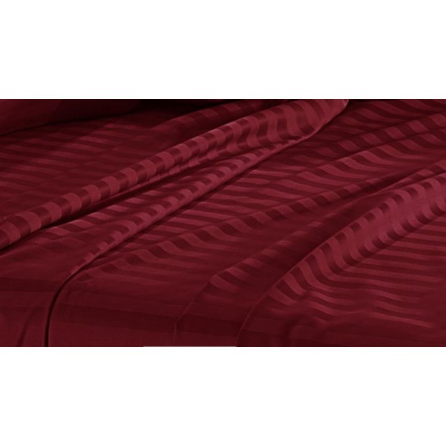 Damask Stripe Burgundy Twin Sheet Set