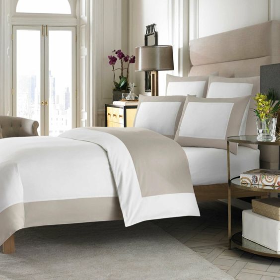 Wamsutta Duvet Cover Full/Queen Reversible - White/Taupe