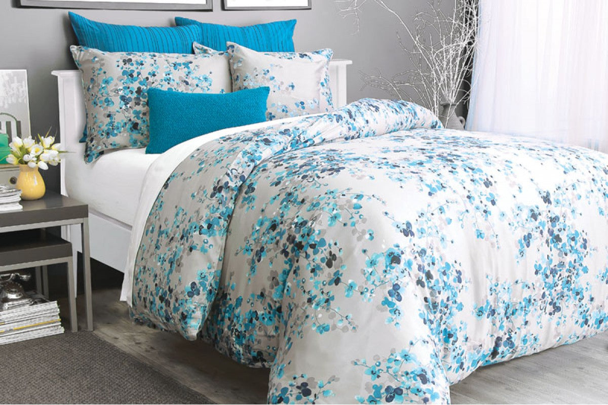 Alamode Home Hycroft Double Queen Mini Set Sateen Gray/Blue
