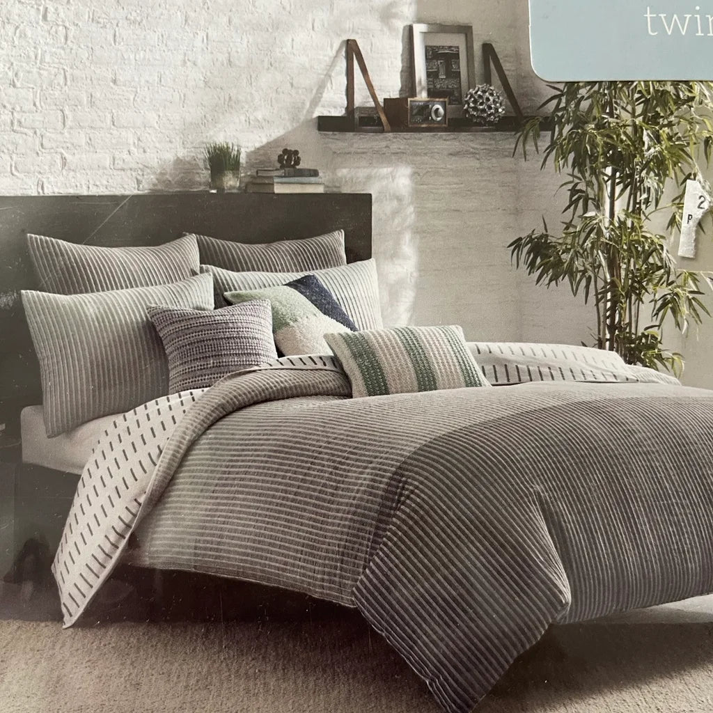 KAS Room Finley Twin Duvet Cover - Grey