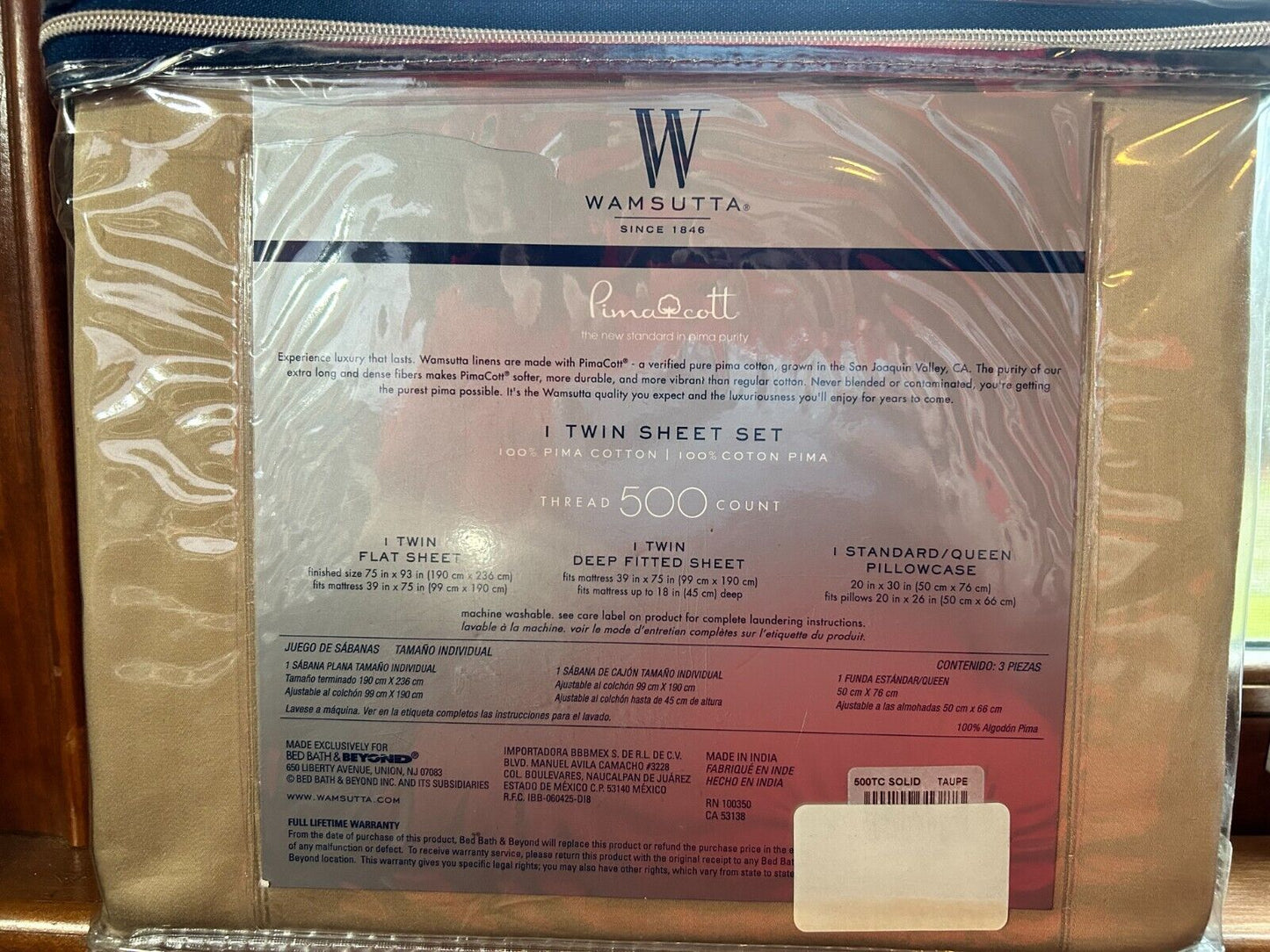 Taupe Wamsutta Twin Solid 3-Piece Sheet Set