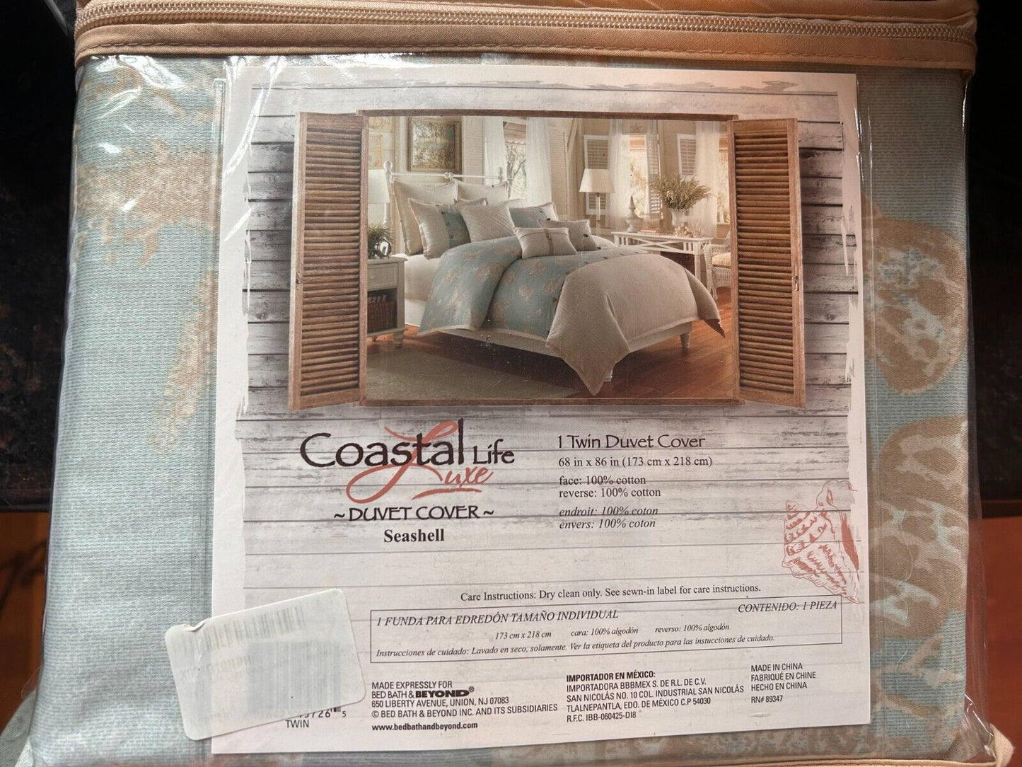 Coastal Life Luxe Twin Duvet Cover - Seashell