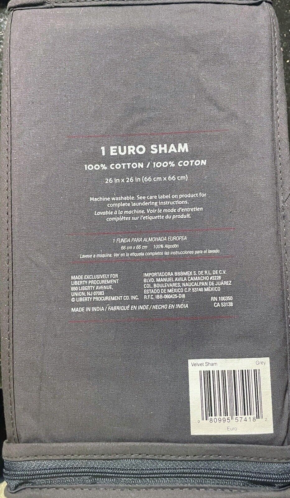 Cozy Shop European Velvet Sham - Grey