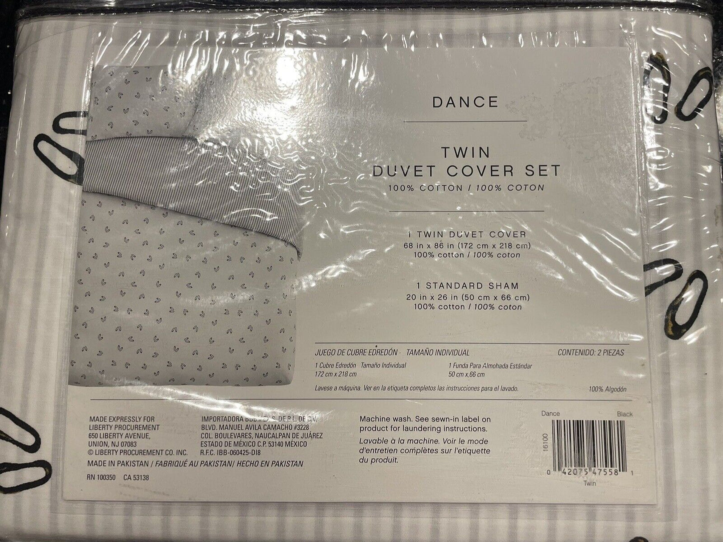Dance Reversible Twin Duvet Cover Set - White Black Ballet Slippers