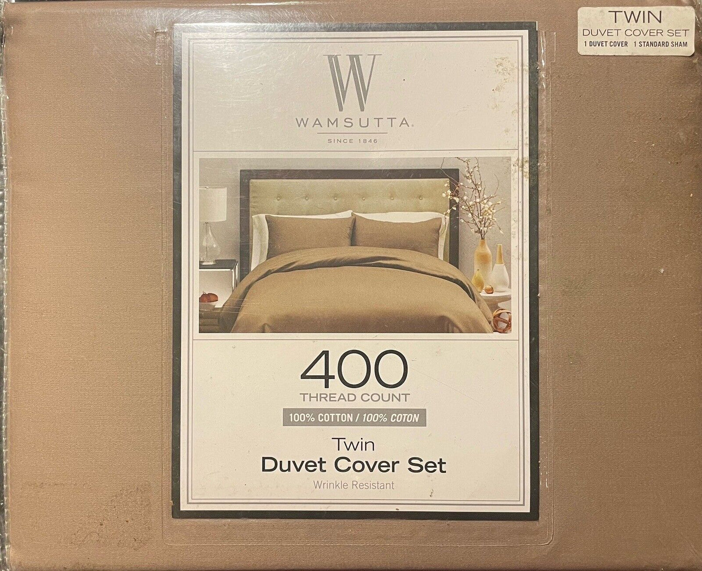 Wamsutta Twin Duvet Cover Set - Canvas/Caramel