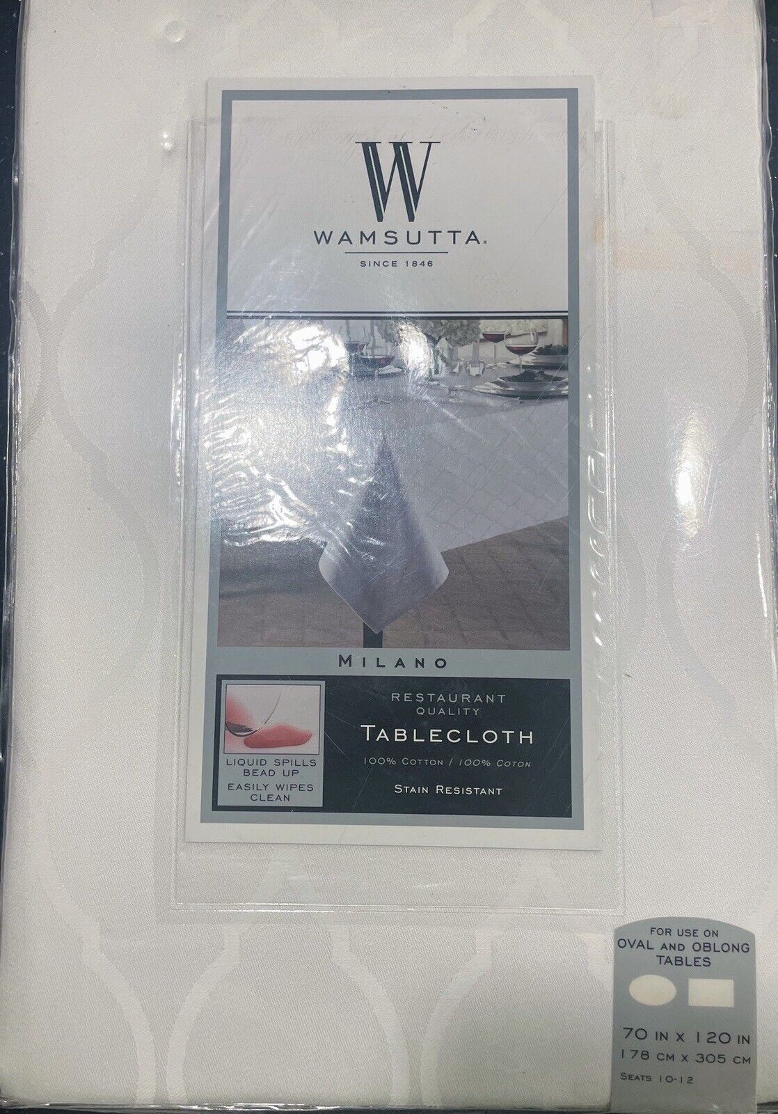 Wamsutta Milano Tablecloth 70in x 190in - White