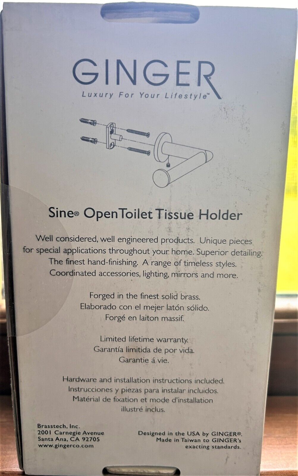 Ginger Sine Collection Polished Chrome Toilet Tissue Holder