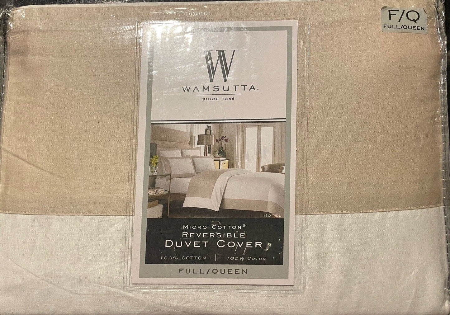 Wamsutta Duvet Cover Full/Queen Reversible - White/Taupe