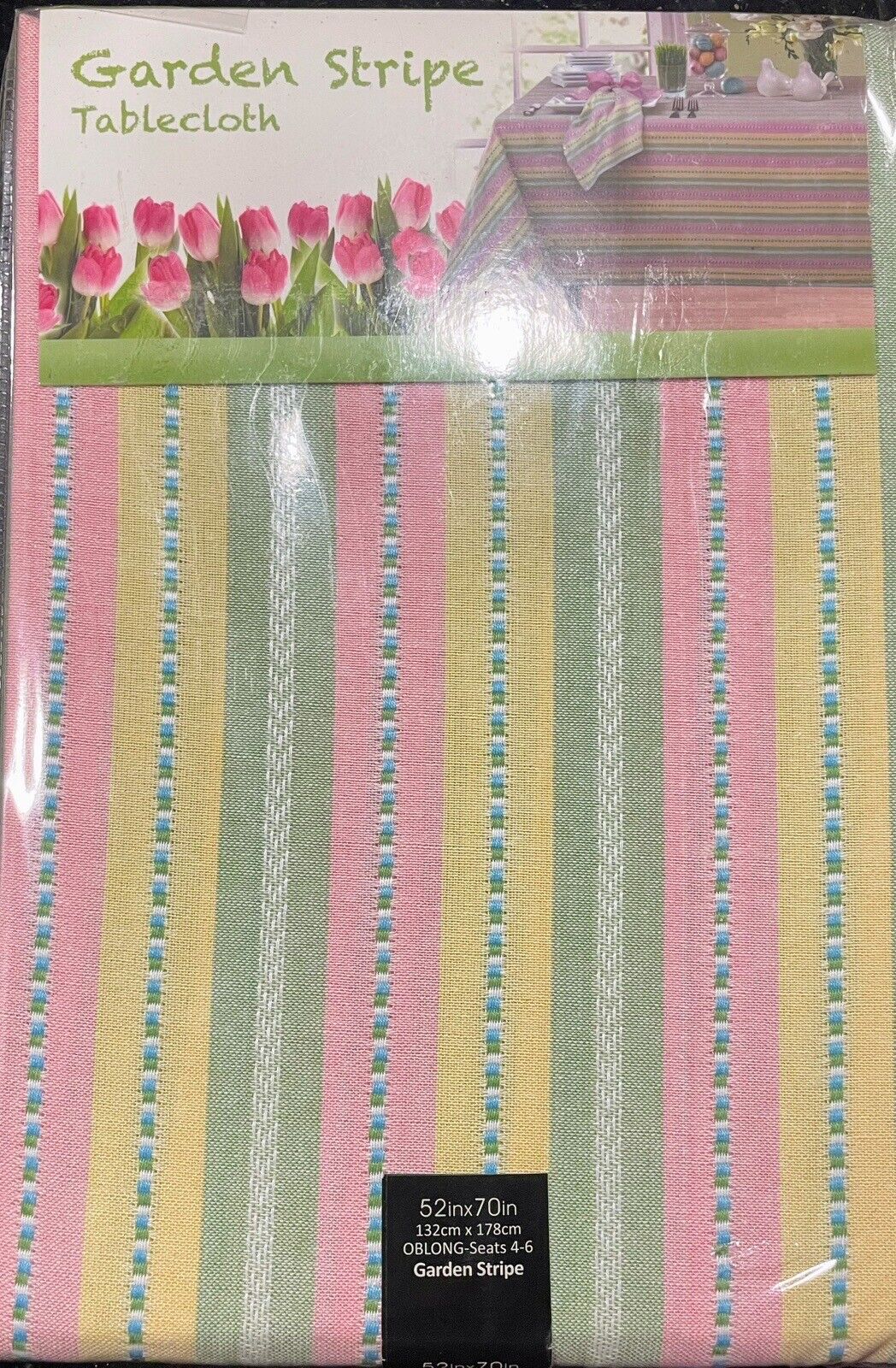 Colordrift Garden Stripe 52in x 70in Tablecloth Round