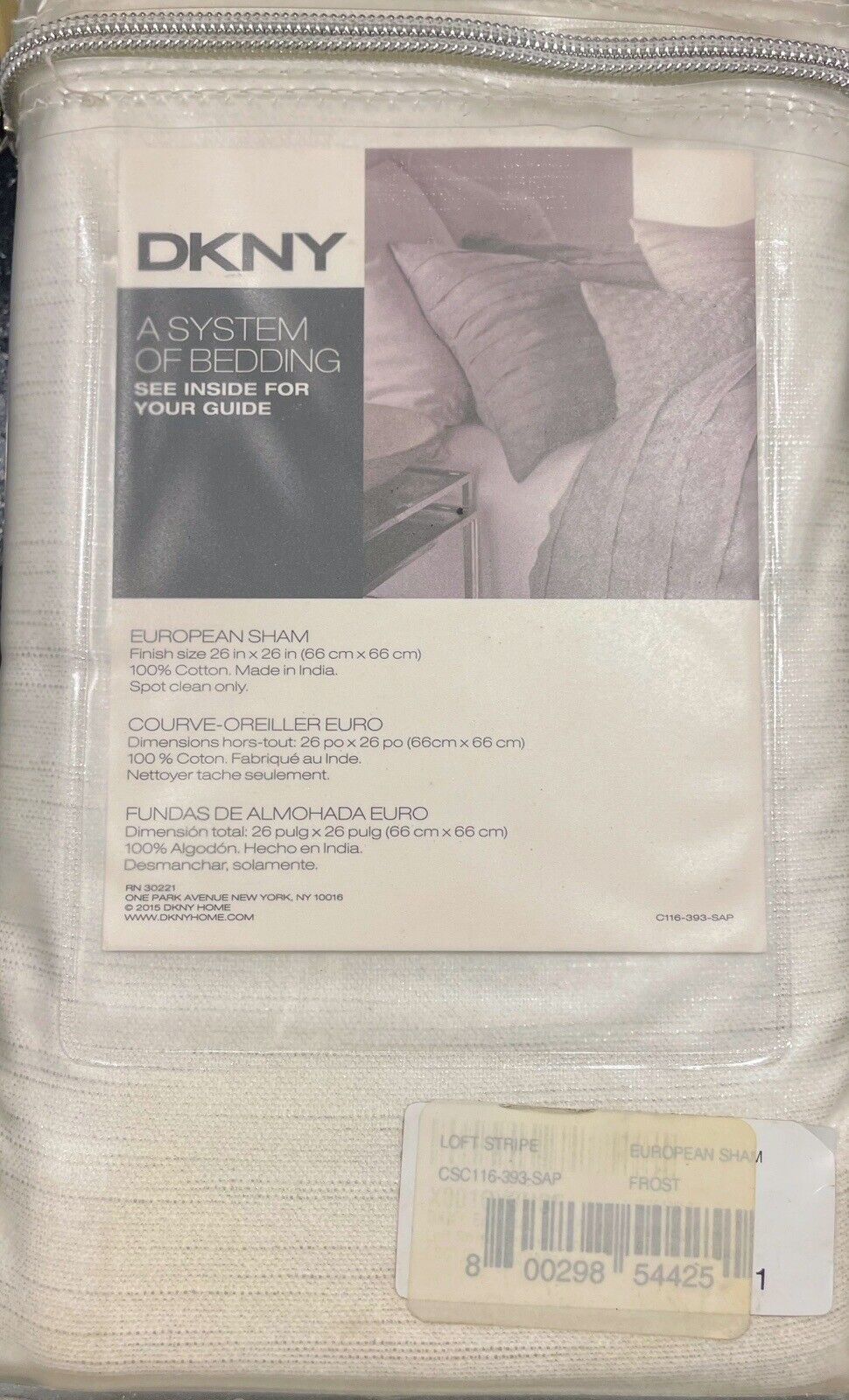 DKNY European Sham Loft Stripe - Frost