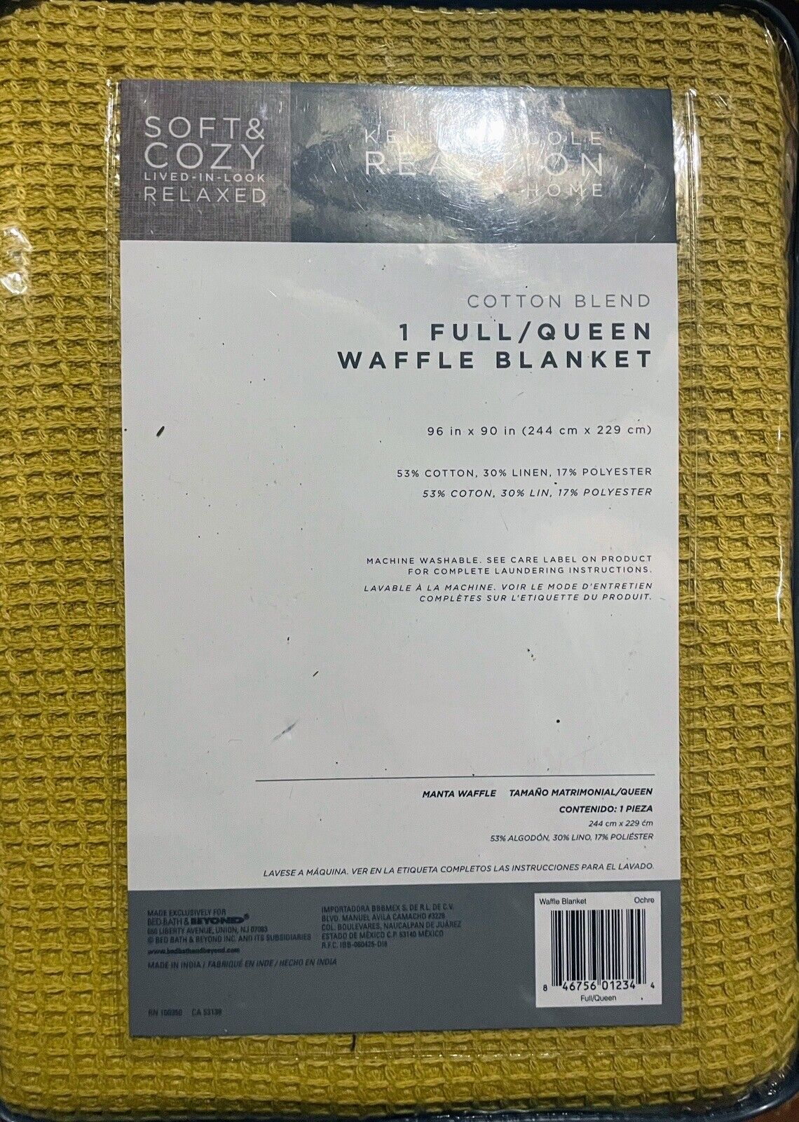 Kenneth Cole Reaction Home Full/Queen Soft & Cozy Waffle Blanket - Mustard