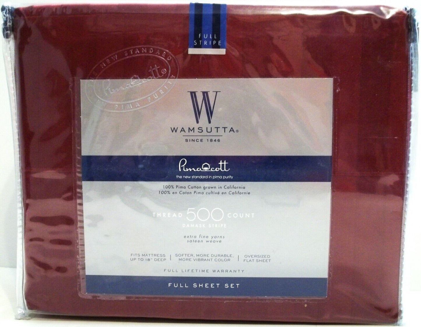 Wamsutta Pimacott Twin 3-Piece Sheet Set - Burgundy