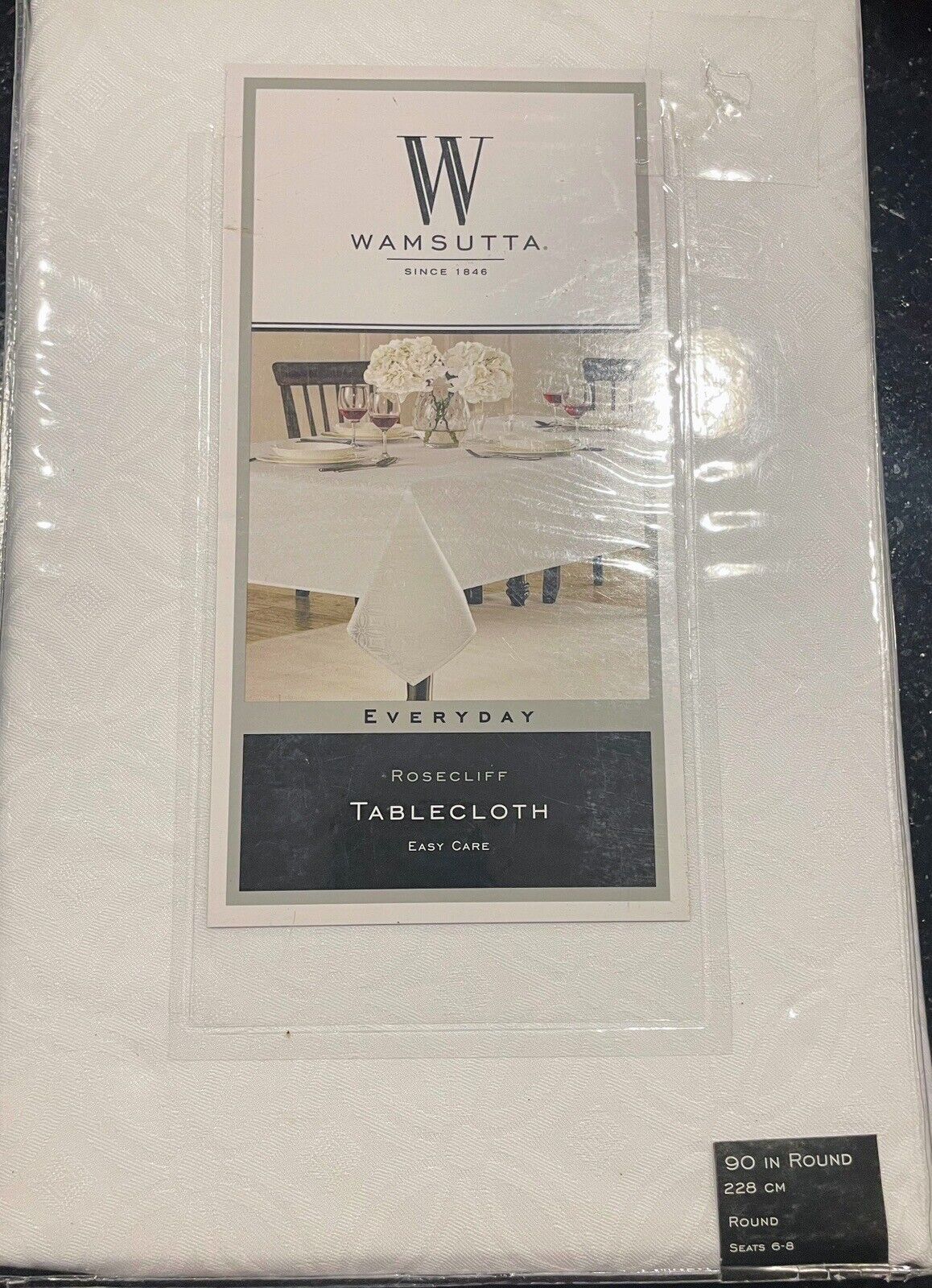 Wamsutta Everyday Rosecliff Tablecloth 90in Round - White