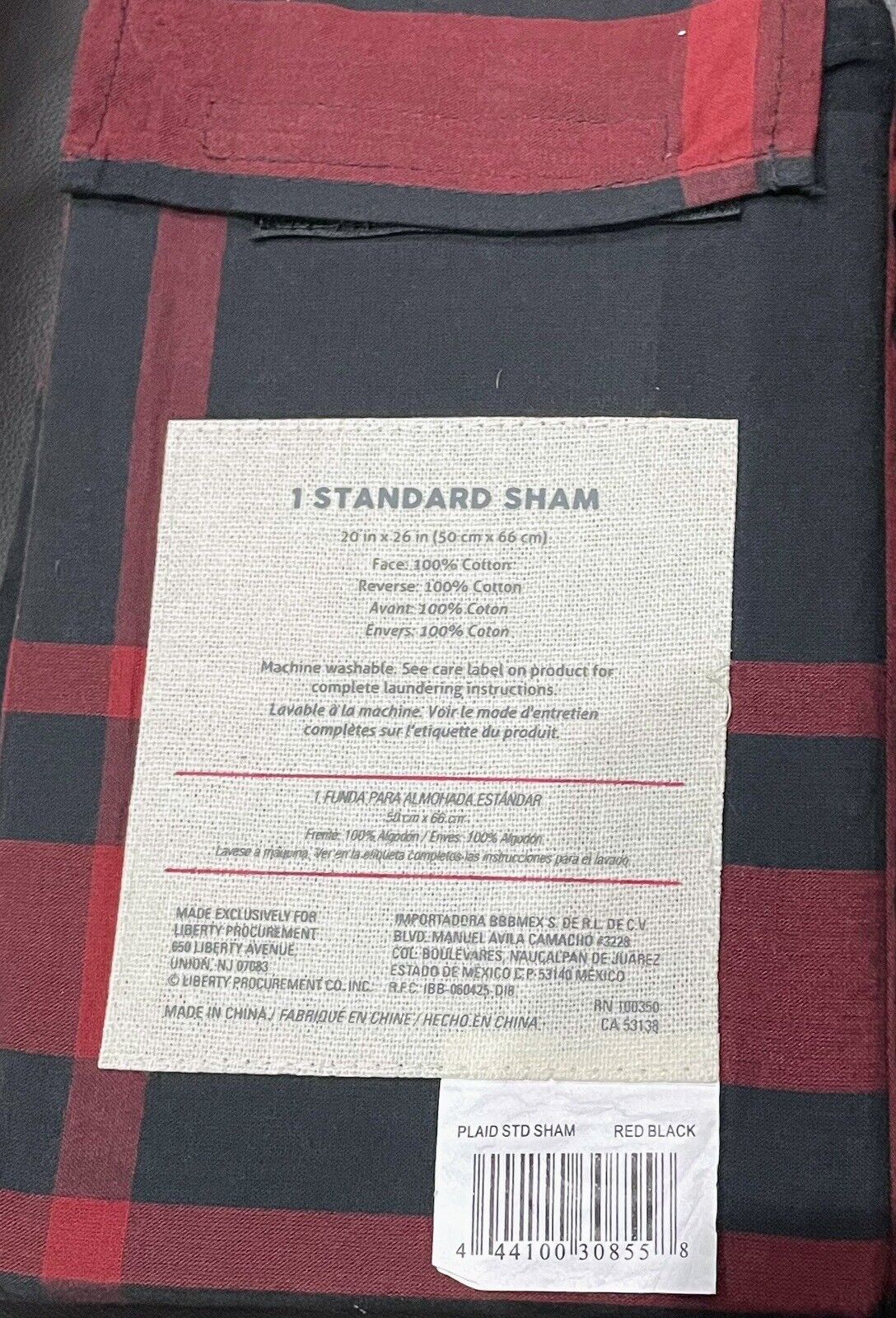 Cozy Shop Merry Plaid Standard Pillow Sham - Red/Black