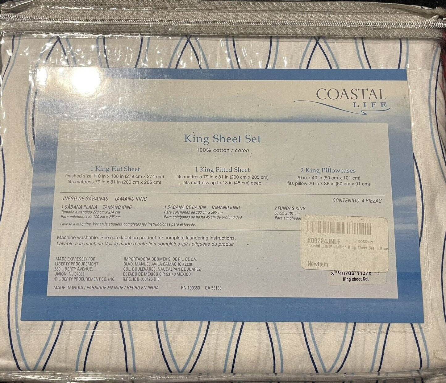 Coastal Life Medallion King Sheet Set - Blue