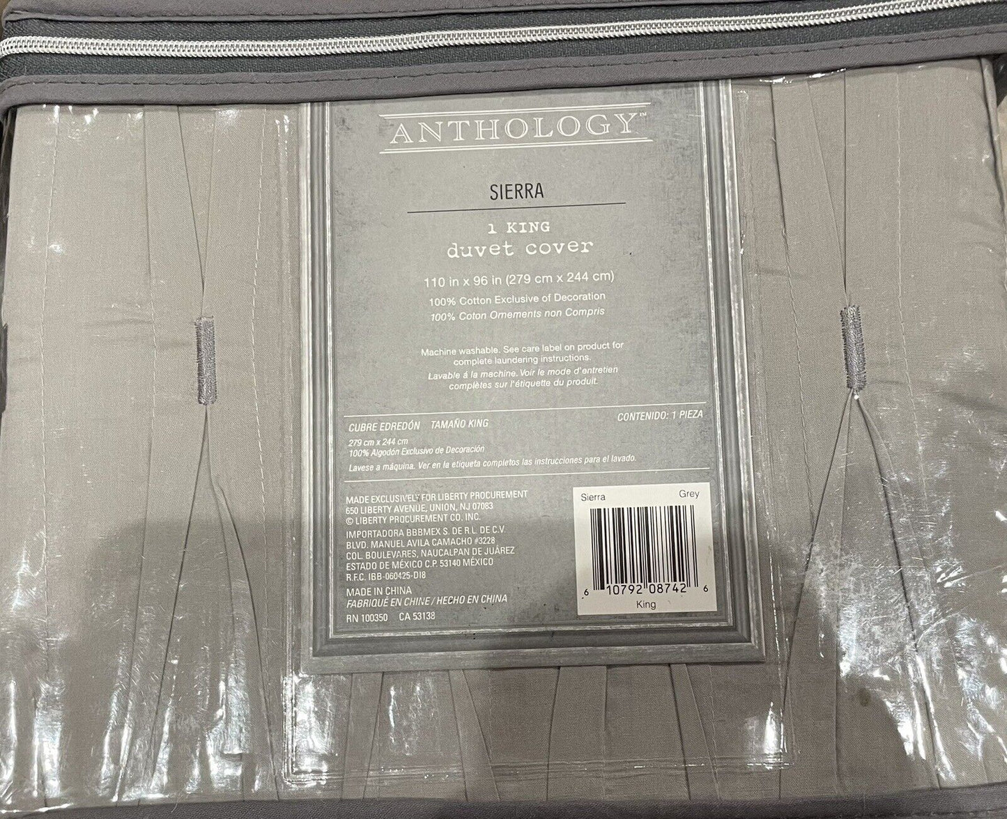 ANTHOLOGY Sierra King Duvet Cover - Grey