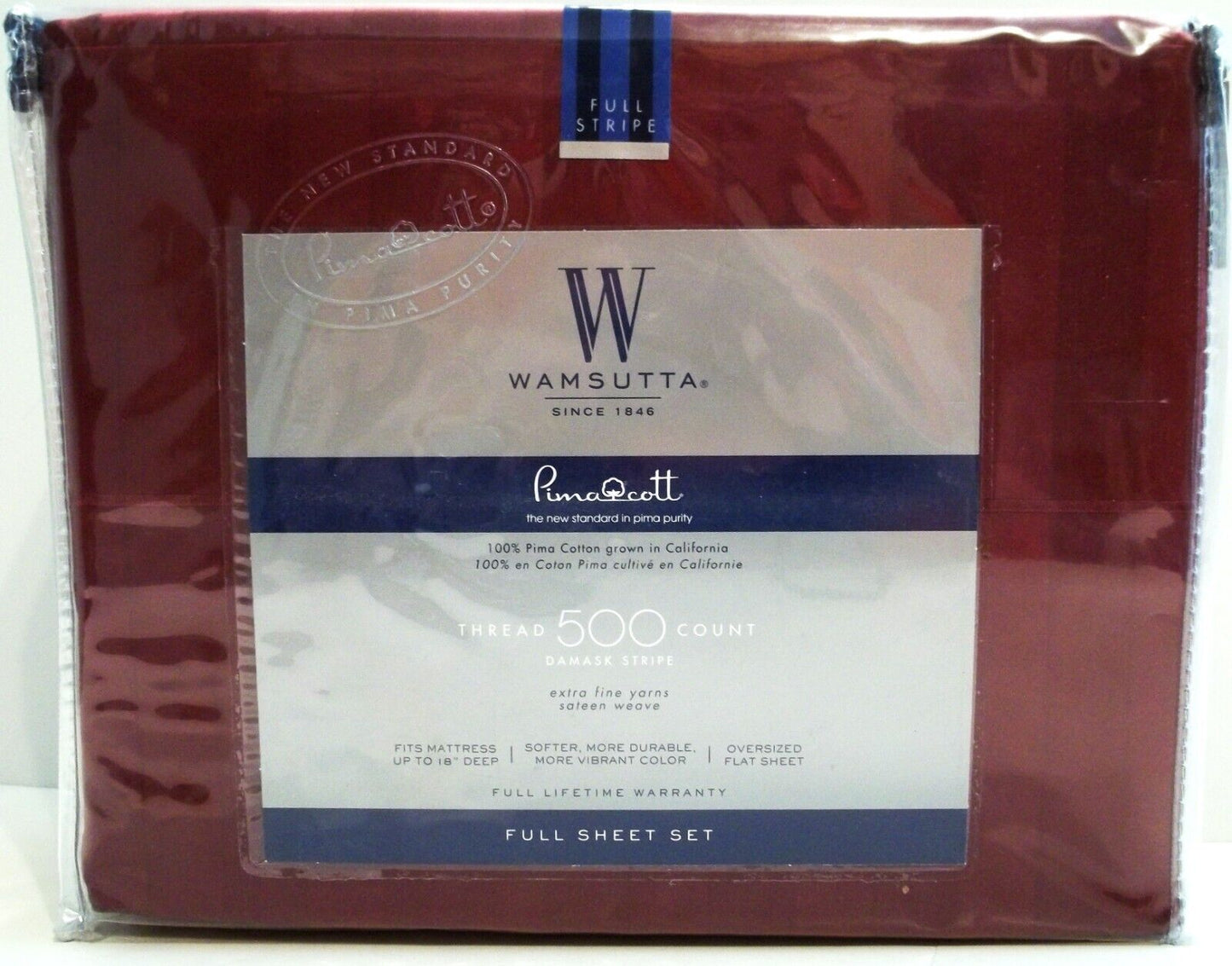 Wamsutta Pimacott Twin 3-Piece Sheet Set - Burgundy