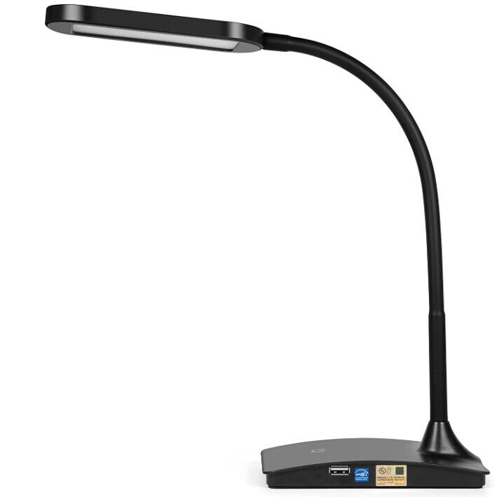 TW Lighting IVY LED Desk Lamp with USB Port, Black