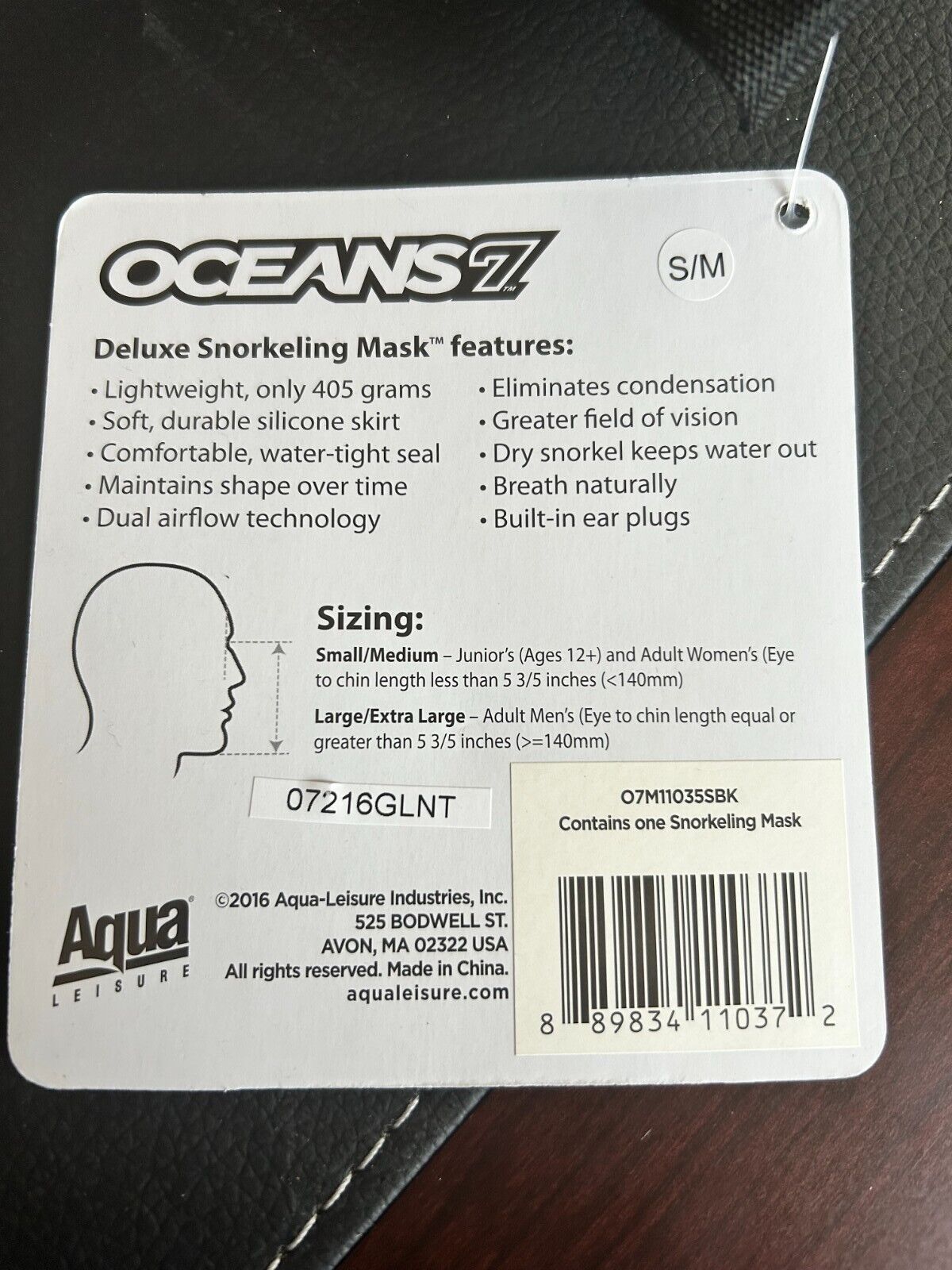 Aqua Leisure Oceans 7 Deluxe Snorkeling Mask S/M, Black