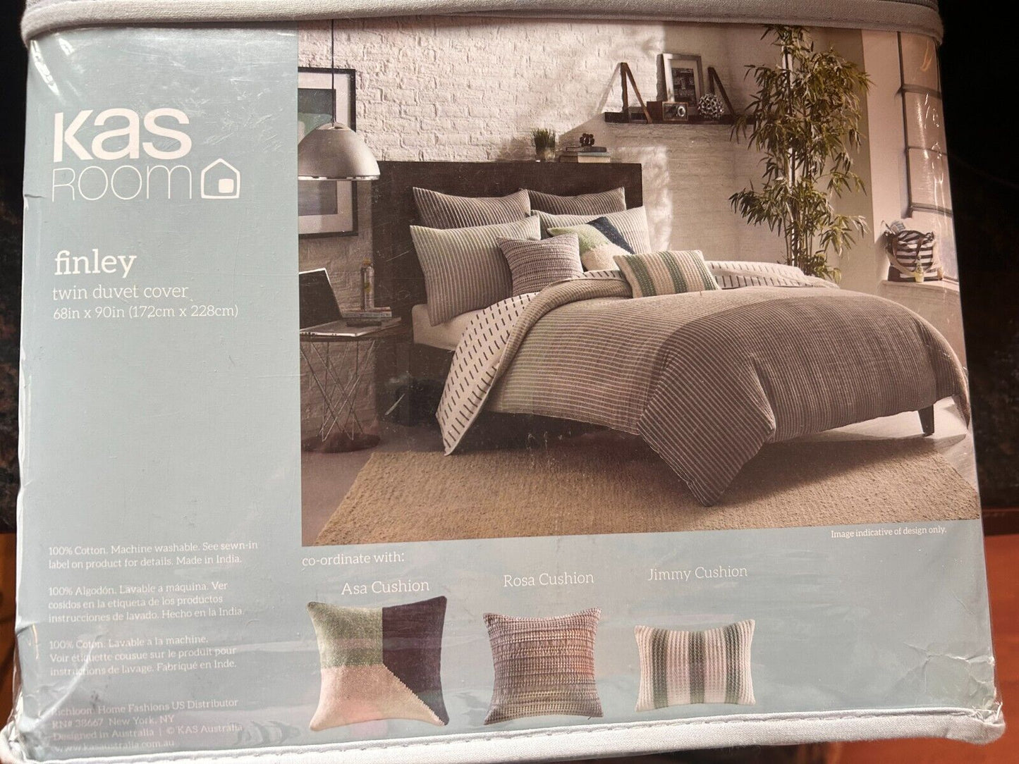 KAS Room Finley Twin Duvet Cover - Grey