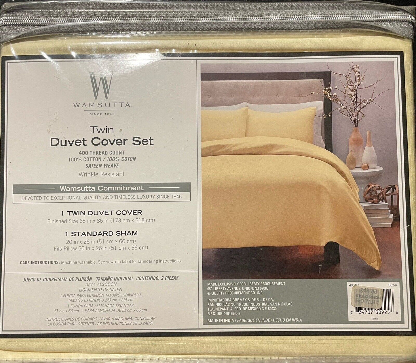 Wamsutta Twin Duvet Cover Set - Butter/Yellow