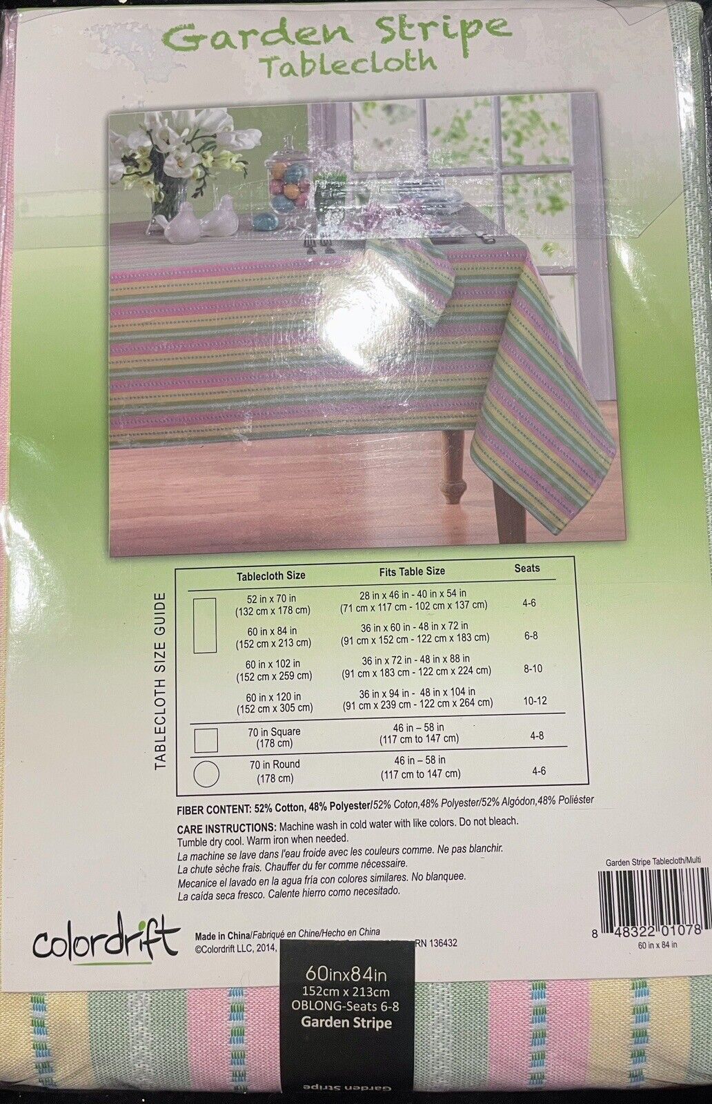 Colordrift Garden Stripe 60in x 84in Tablecloth