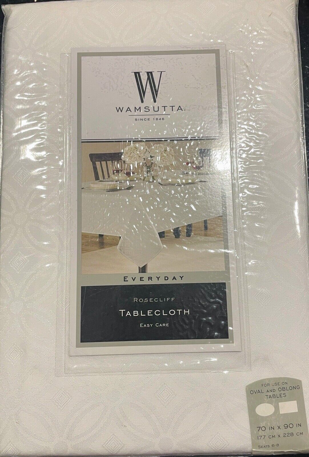 Wamsutta Everyday Rosecliff Tablecloth 70in x 90in - White