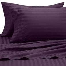 Damask Stripe Twin Sheet Set Purple