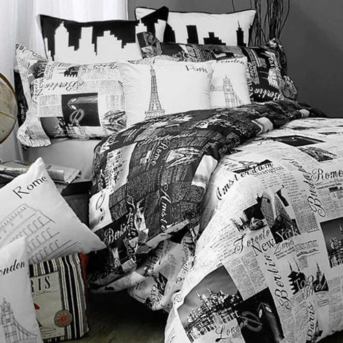 Bed Lam Passport Twin/Twin XL Size Mini Set Reversible Duvet Cover & 1 Sham
