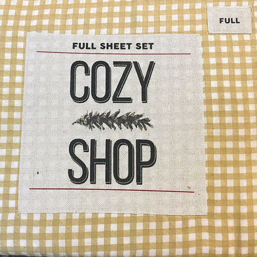 Cozy Shop Full Sheet Set Gold Checkered