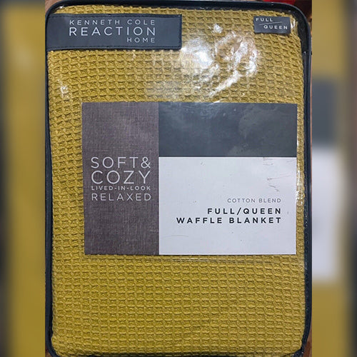 Kenneth Cole Reaction Home Full/Queen Soft & Cozy Waffle Blanket - Mustard