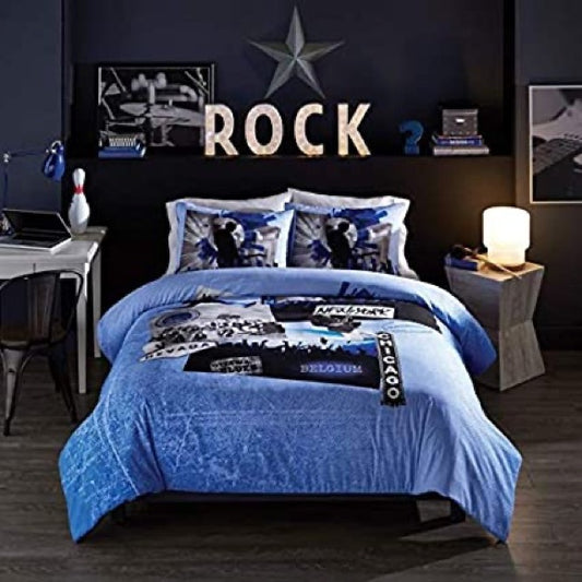 Springs Home Rhythmic Blues Full/Queen Duvet Cover Set Rock & Roll Blue