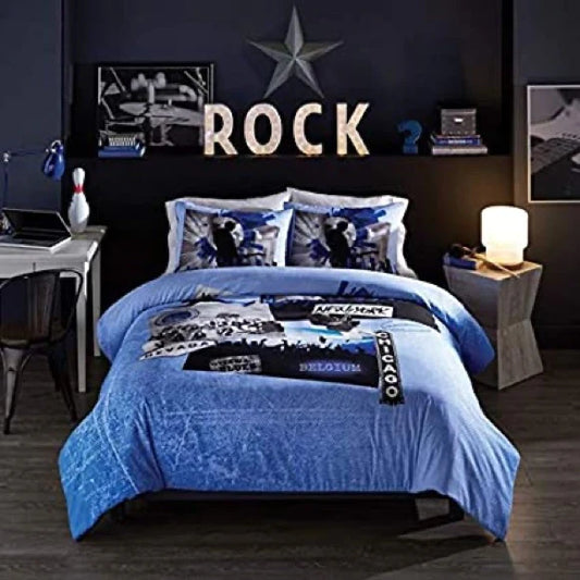 Springs Home Rhythmic Blues Twin Duvet Cover Set Rock & Roll Blue