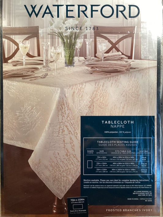 Waterford Fine Linens Tablecloth Timber Gold/Silver 70in x 104 in Oblong