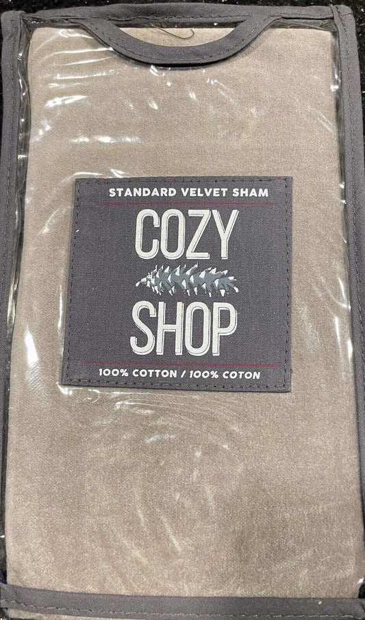 Cozy Shop Standard Velvet Sham - Grey