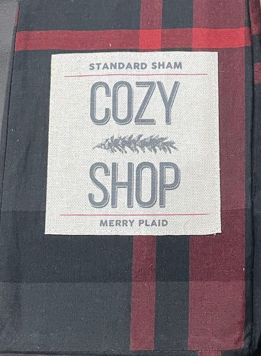 Cozy Shop Merry Plaid Standard Pillow Sham - Red/Black
