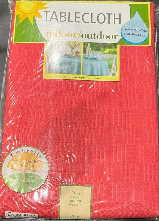 Arlee Home Fashions Indoor/Outdoor Umbrella Tablecloth 70in - Deep Sea Coral